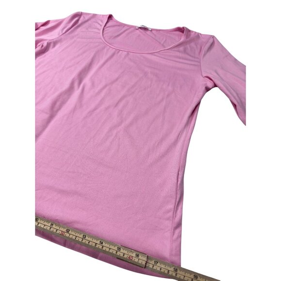 Womens Pink Long-Sleeve Scoop Neck Top By Ekouaer Size L Lightweight & Comfortab - Picture 9 of 10